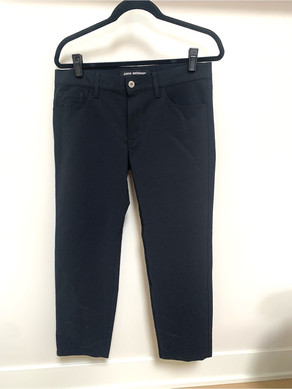 Junya Watanabe Black Cropped Slim Techno fabric pants